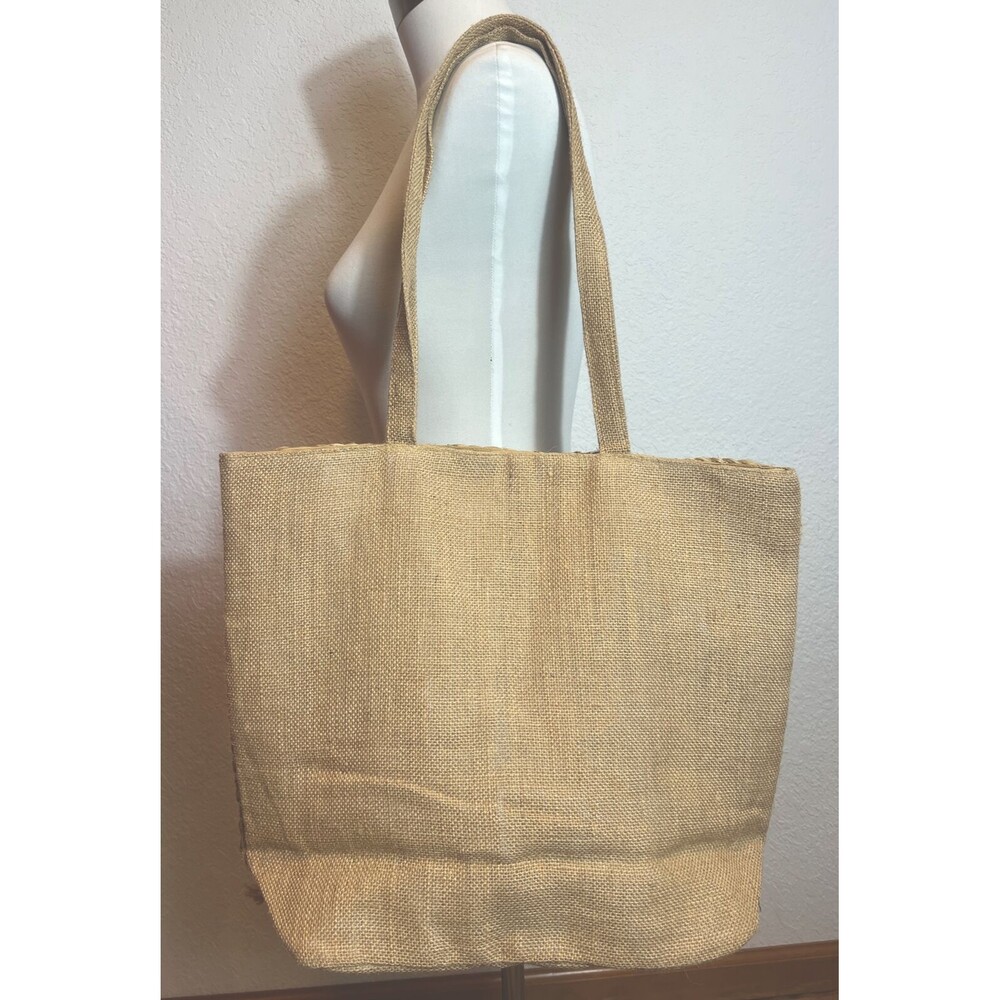 $149 Retail Salt + Umber ISLA Jute & Cowrie Shell Seashell Fringe Tote Bag - Picture 4 of 8